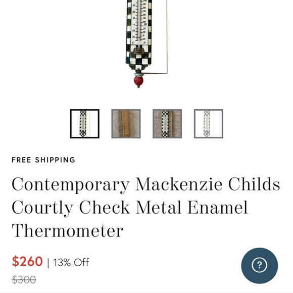Mackenzie Childs Courtly Check Wall Mounted Thermometer - Picture 5 of 6